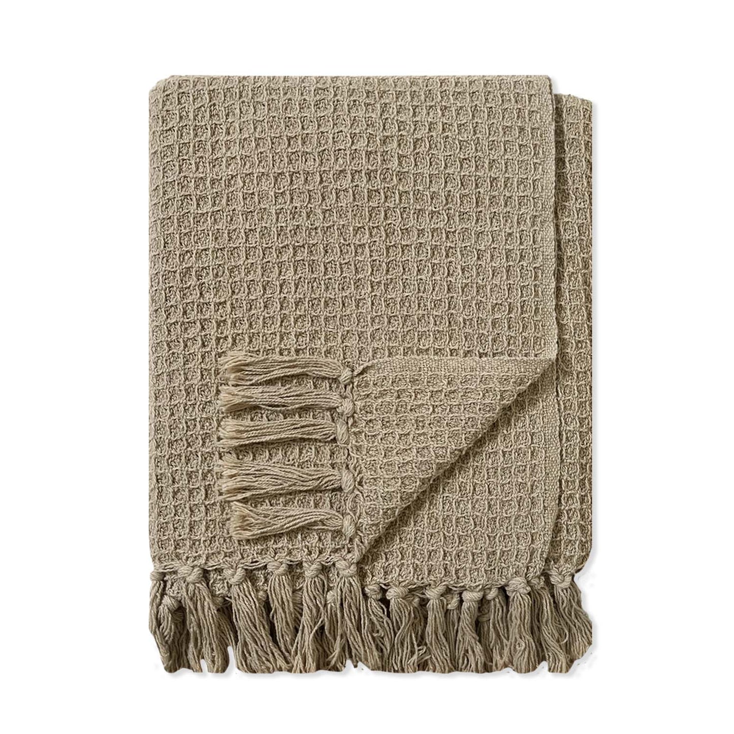 WAFFLE THROW, STONEWASH BEIGE, 50''x60''