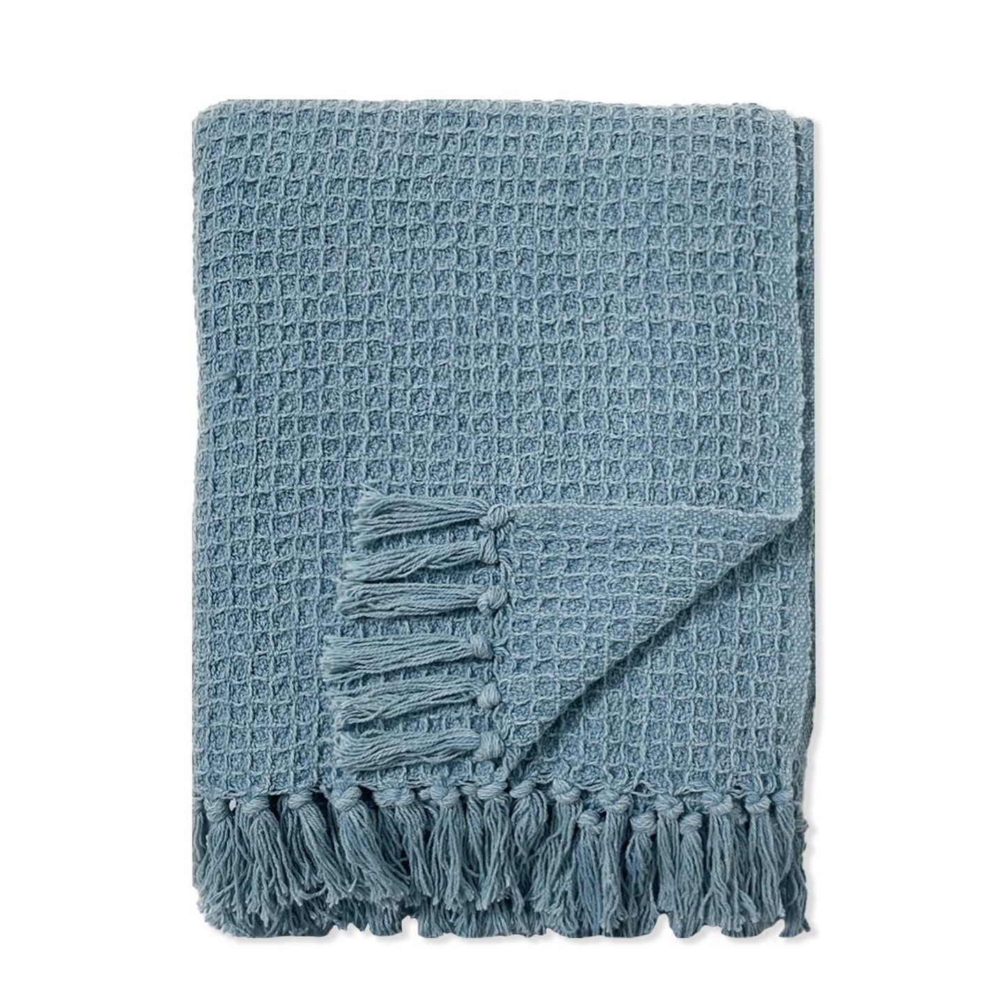 WAFFLE THROW, STONEWASH BLUE, 50''x60''