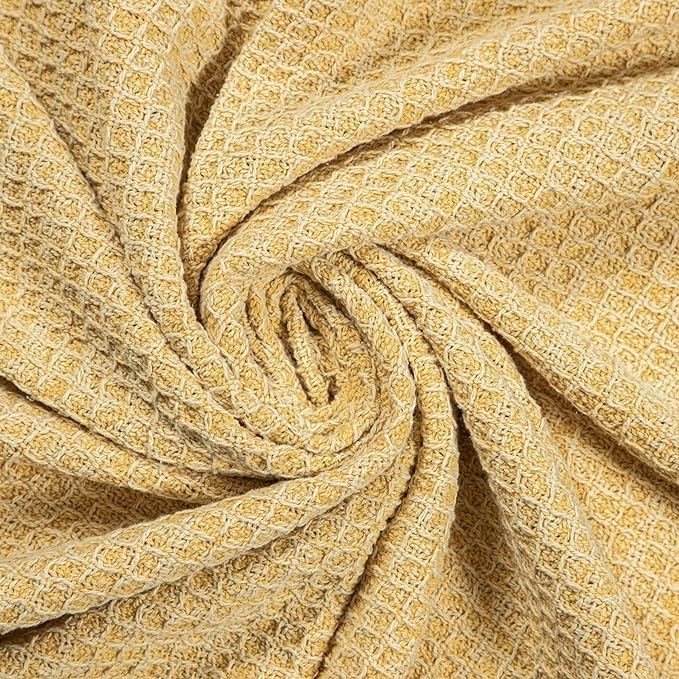 WAFFLE THROW, STONEWASH YELLOW, 50''x60''