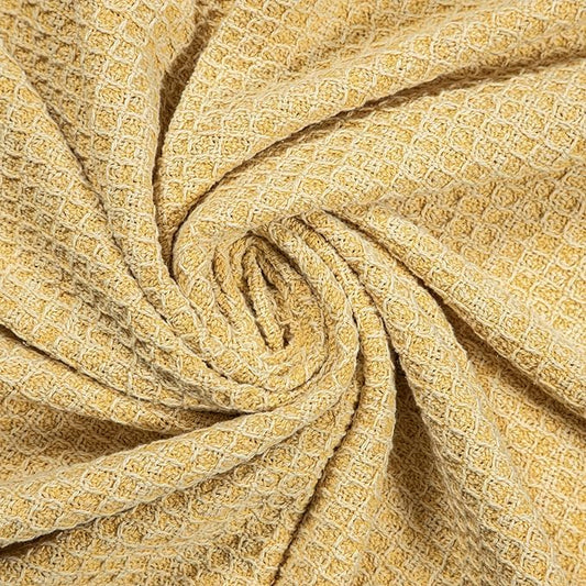 WAFFLE THROW, STONEWASH YELLOW, 50''x60''