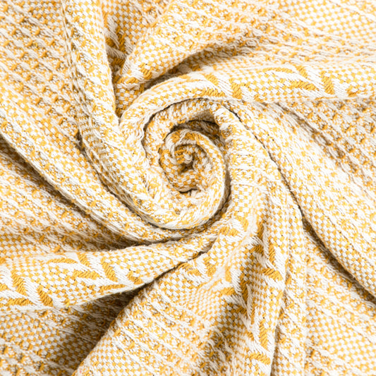 BRAIDED WAFFLE THROW, YELLOW-WHITE, 50''x60''