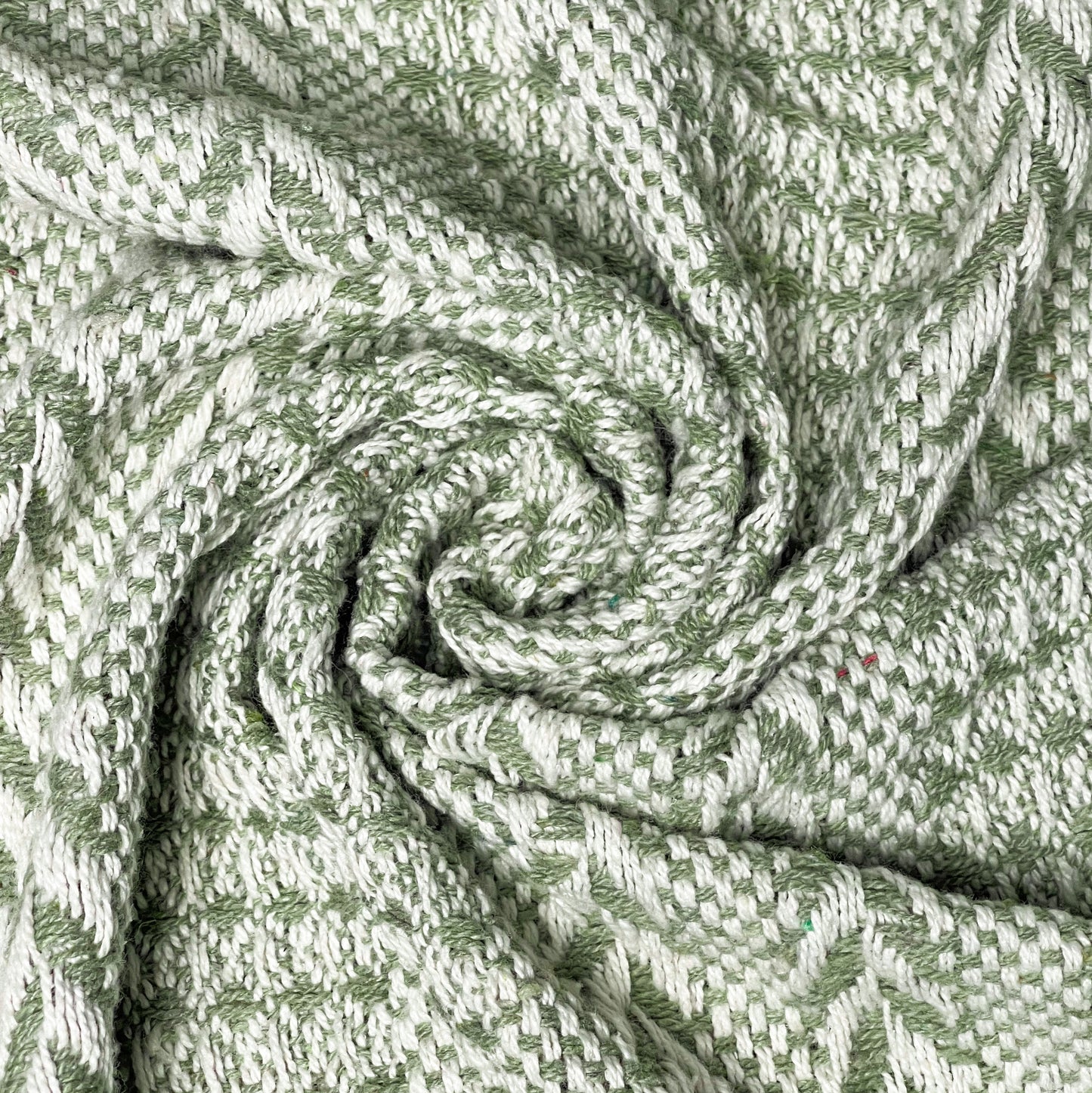 BRAIDED WAFFLE THROW, SAGE GREEN-IVORY, 50''x60''