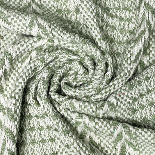 BRAIDED WAFFLE THROW, SAGE GREEN-IVORY, 50''x60''