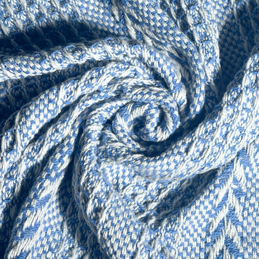 BRAIDED WAFFLE THROW, SKY BLUE-WHITE, 50''x60''