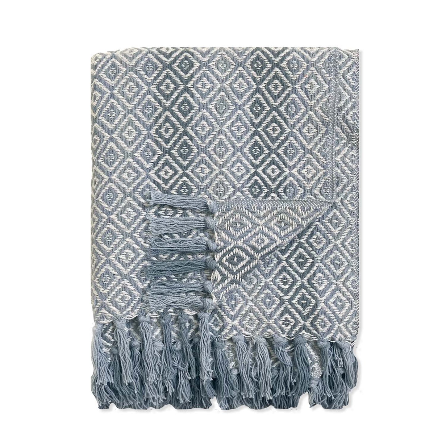 OMBRE DIAMOND THROW, GREY-WHITE, 50''x60''