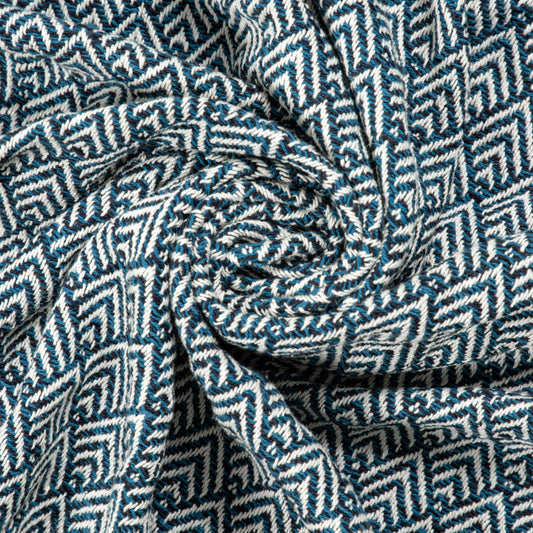 PEACOCK THROW, TEAL-IVORY, 50''x60''