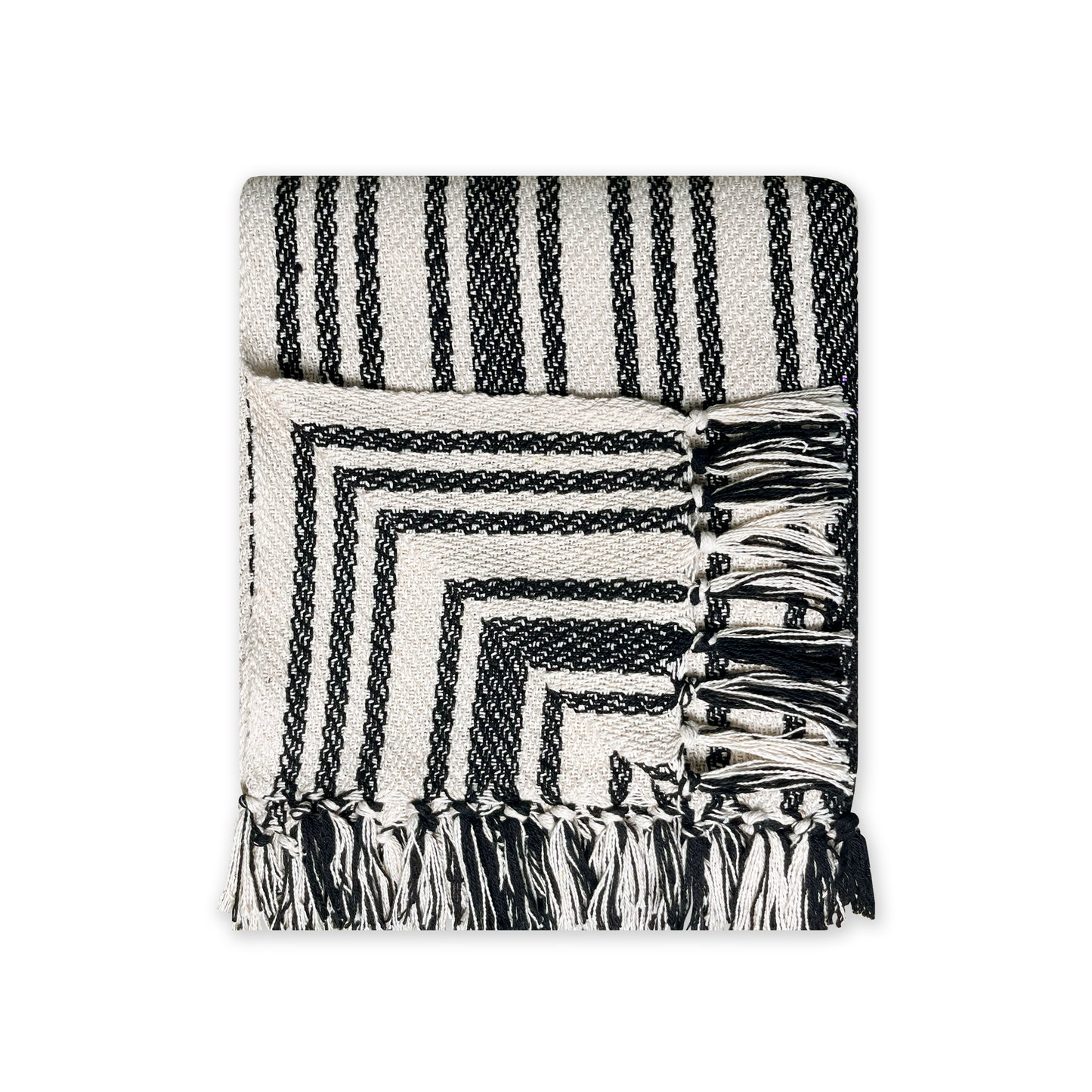 STOCKHOLM THROW, BLACK-IVORY, 50''x60''