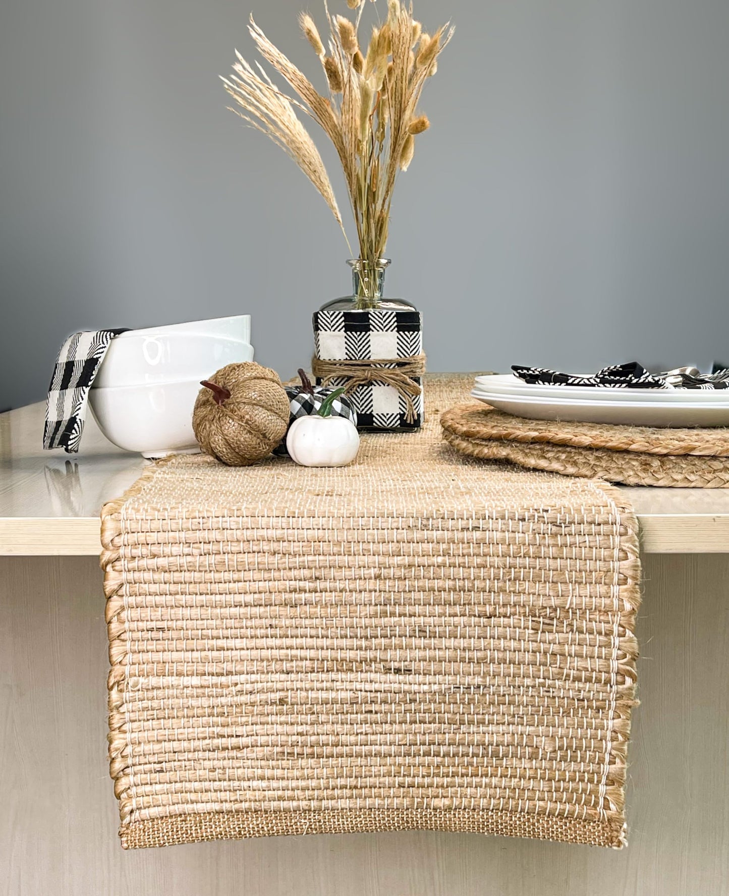 JUTE TABLE RUNNER, NATURAL JUTE, 13''x90''.