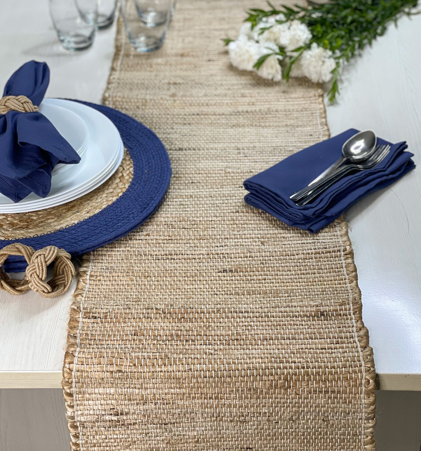 JUTE TABLE RUNNER, NATURAL JUTE, 13''x90''.