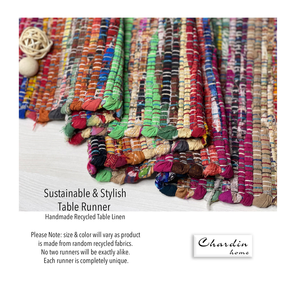 Rainbow Multi Chindi Table Runner - Multi, 13''x72''