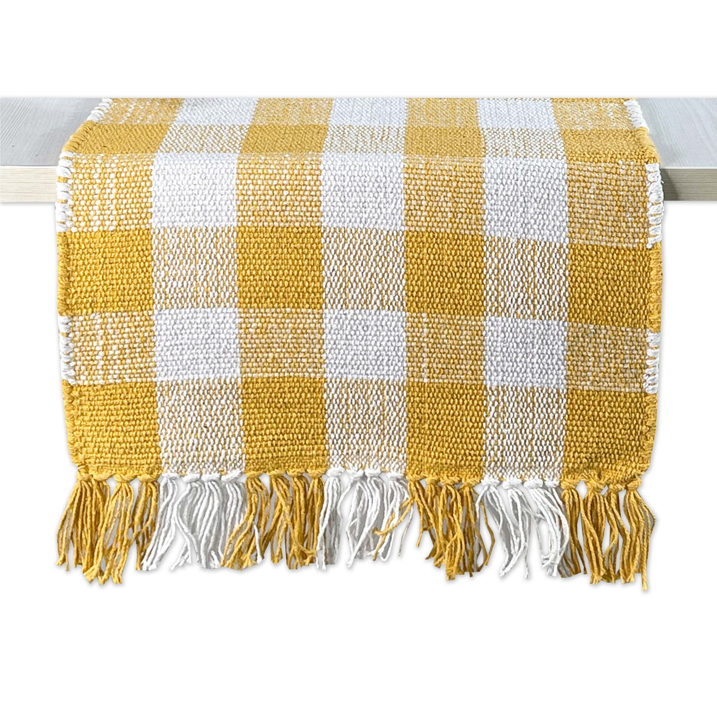CHECK TABLE RUNNER, YELLOW-WHITE, 13''x72''.