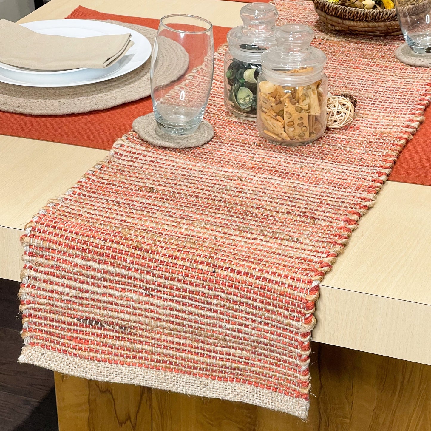 OMBRE TABLE RUNNER, NATURAL RUST ORANGE, 13" x 72"
