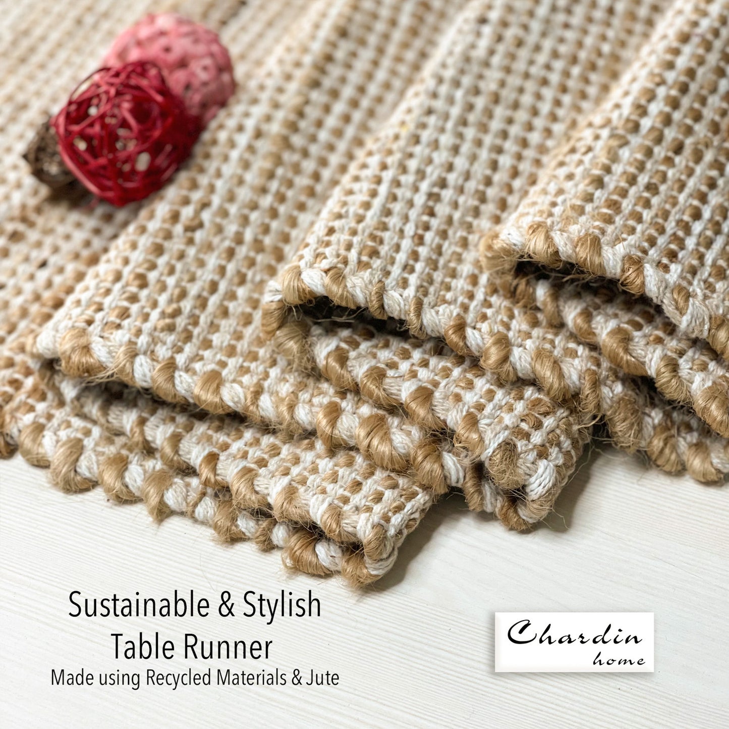 OMBRE TABLE RUNNER, NATURAL-IVORY, 13''x48''.