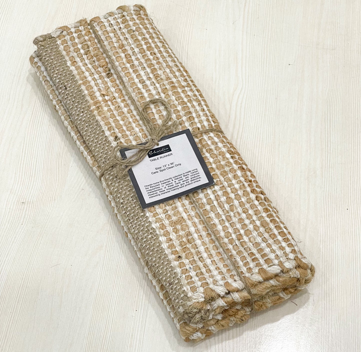OMBRE TABLE RUNNER, NATURAL-IVORY, 13''x48''.