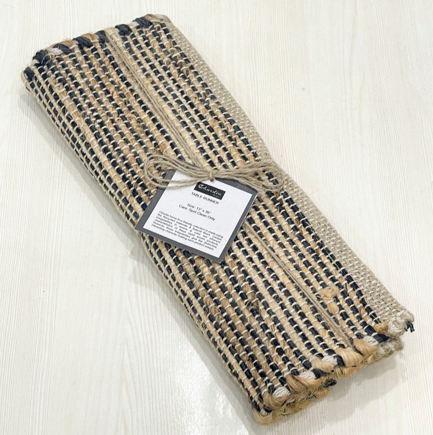 OMBRE TABLE RUNNER, NATURAL-GRAY CHARCOAL, 13''x48''.