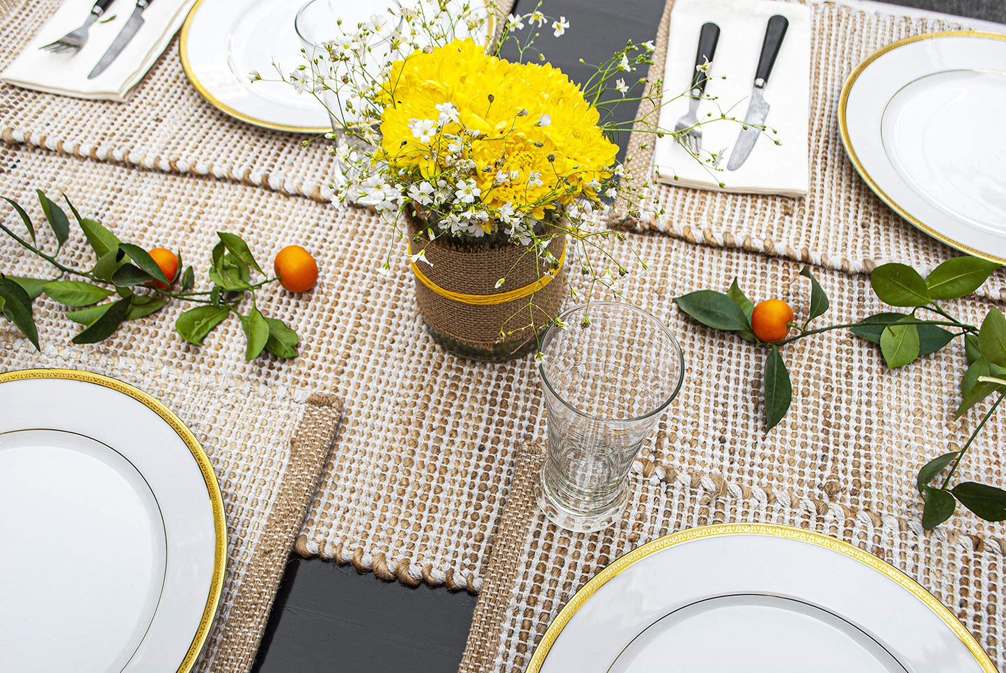 OMBRE TABLE RUNNER, NATURAL-IVORY, 13''x90''.
