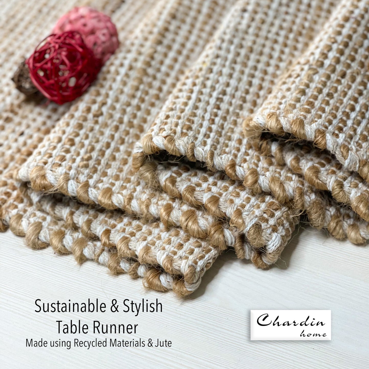 OMBRE TABLE RUNNER, NATURAL-IVORY, 13''x90''.