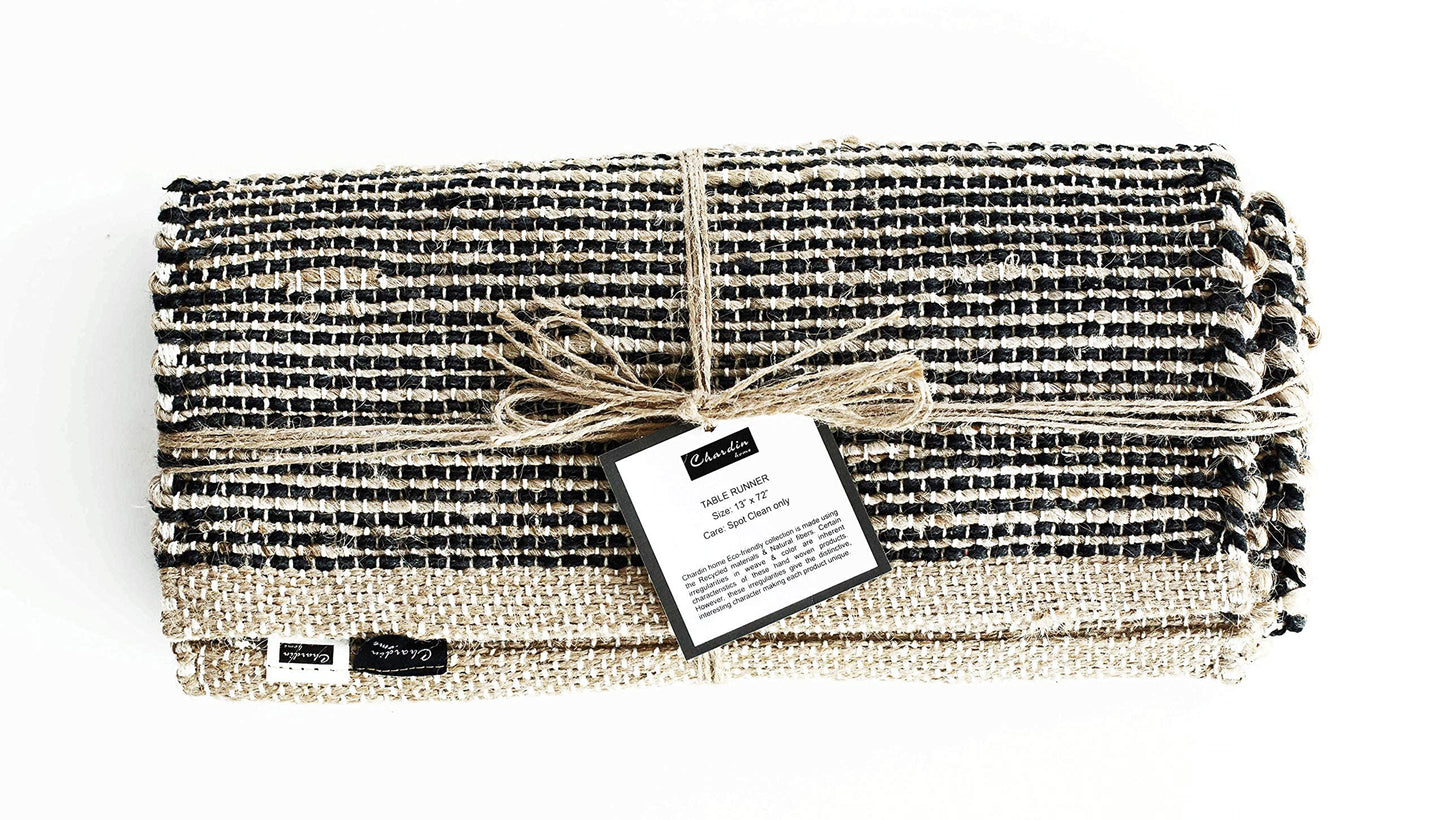 OMBRE TABLE RUNNER, NATURAL-GRAY CHARCOAL, 13''x90''.