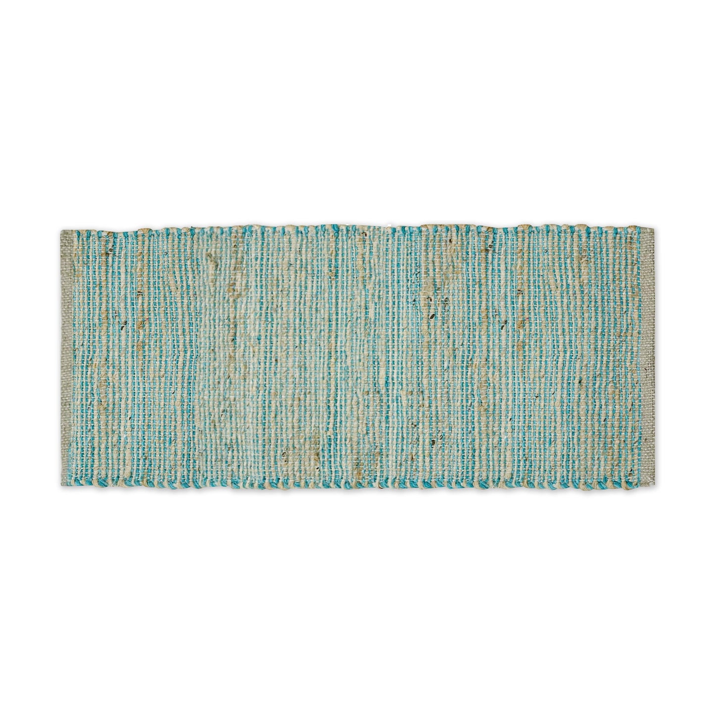 OMBRE TABLE RUNNER, NATURAL-AQUA TURQUOISE, 13''x36''.