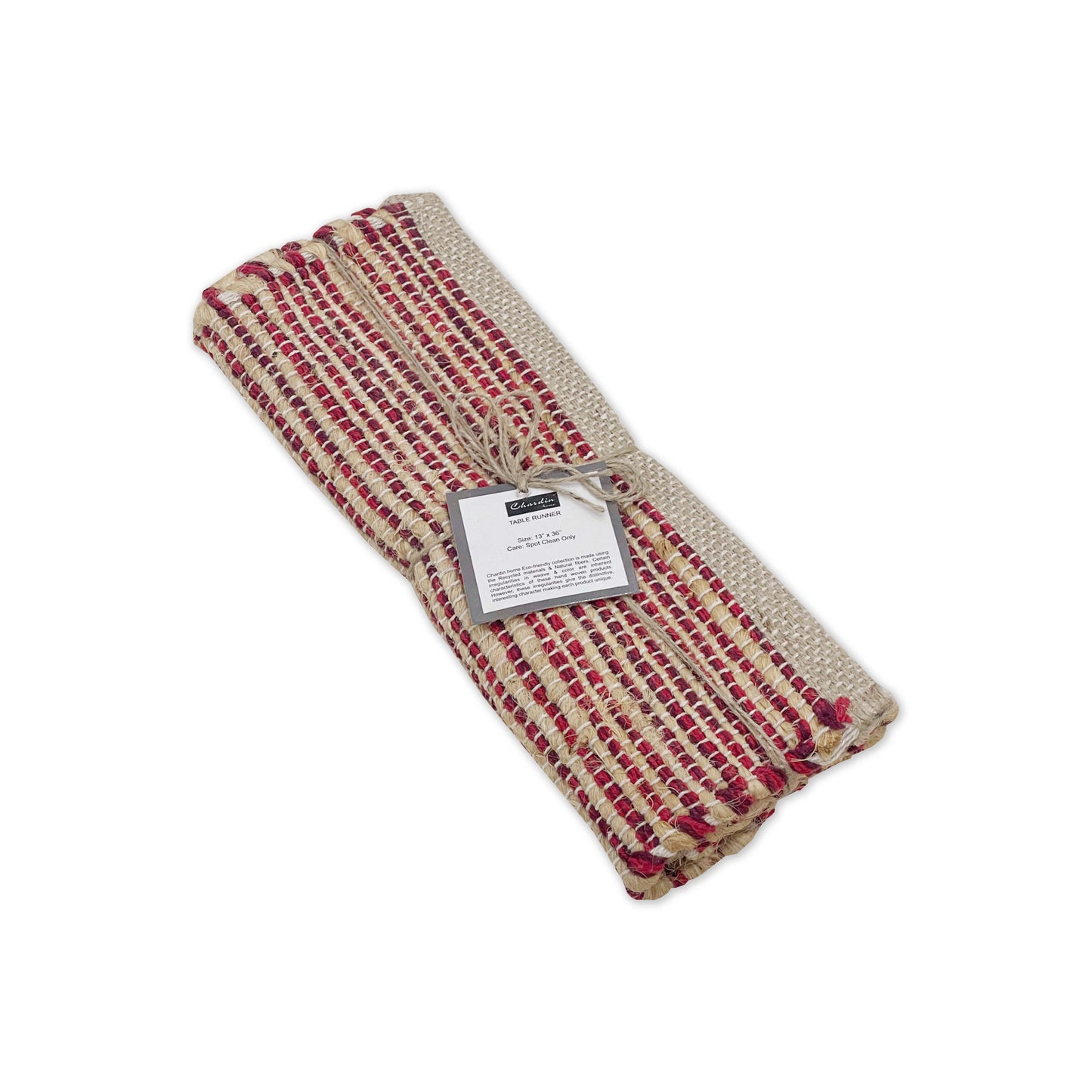 OMBRE TABLE RUNNER, NATURAL-RED, 13''x36''.
