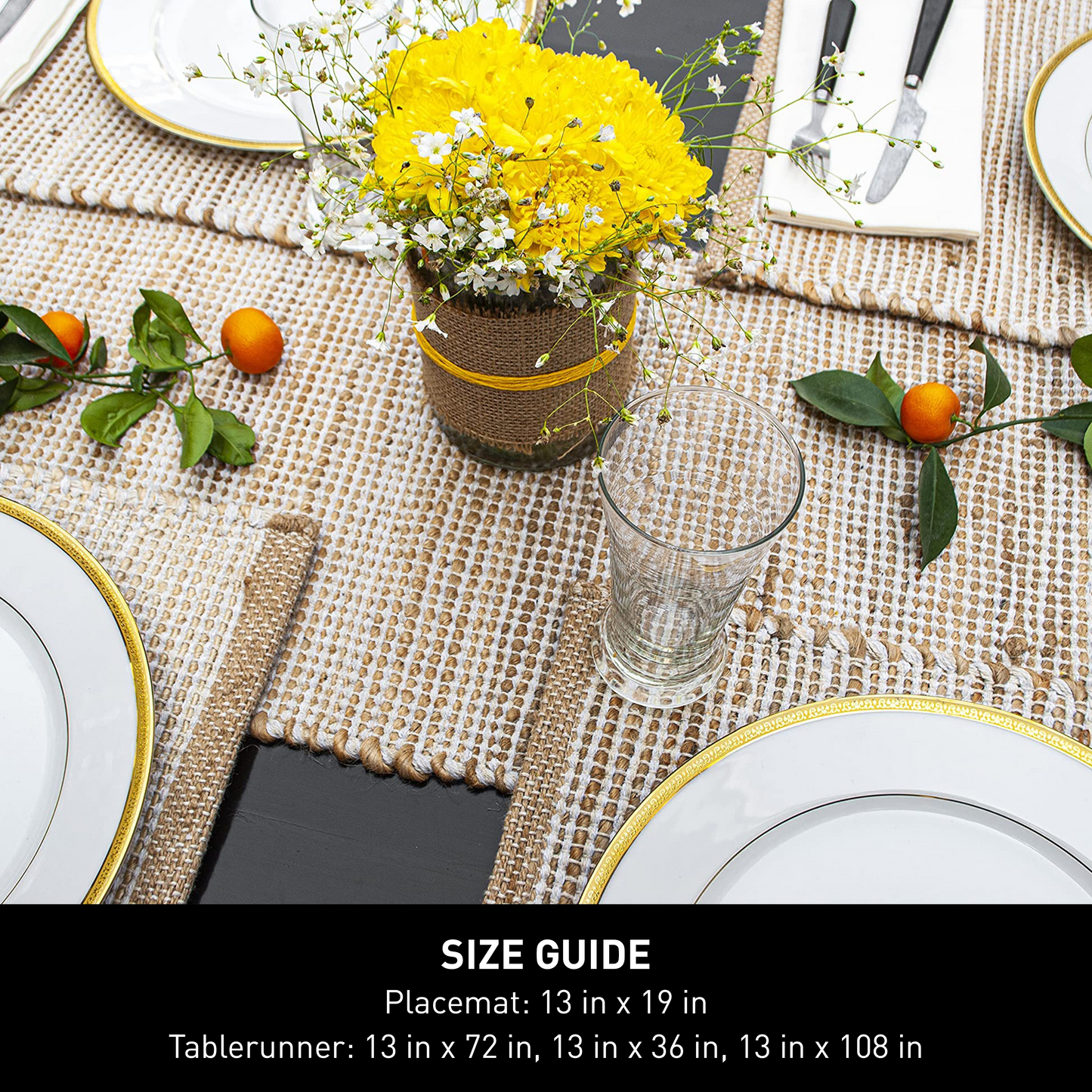 OMBRE TABLE RUNNER, NATURAL-AQUA TURQUOISE, 13''x36''.