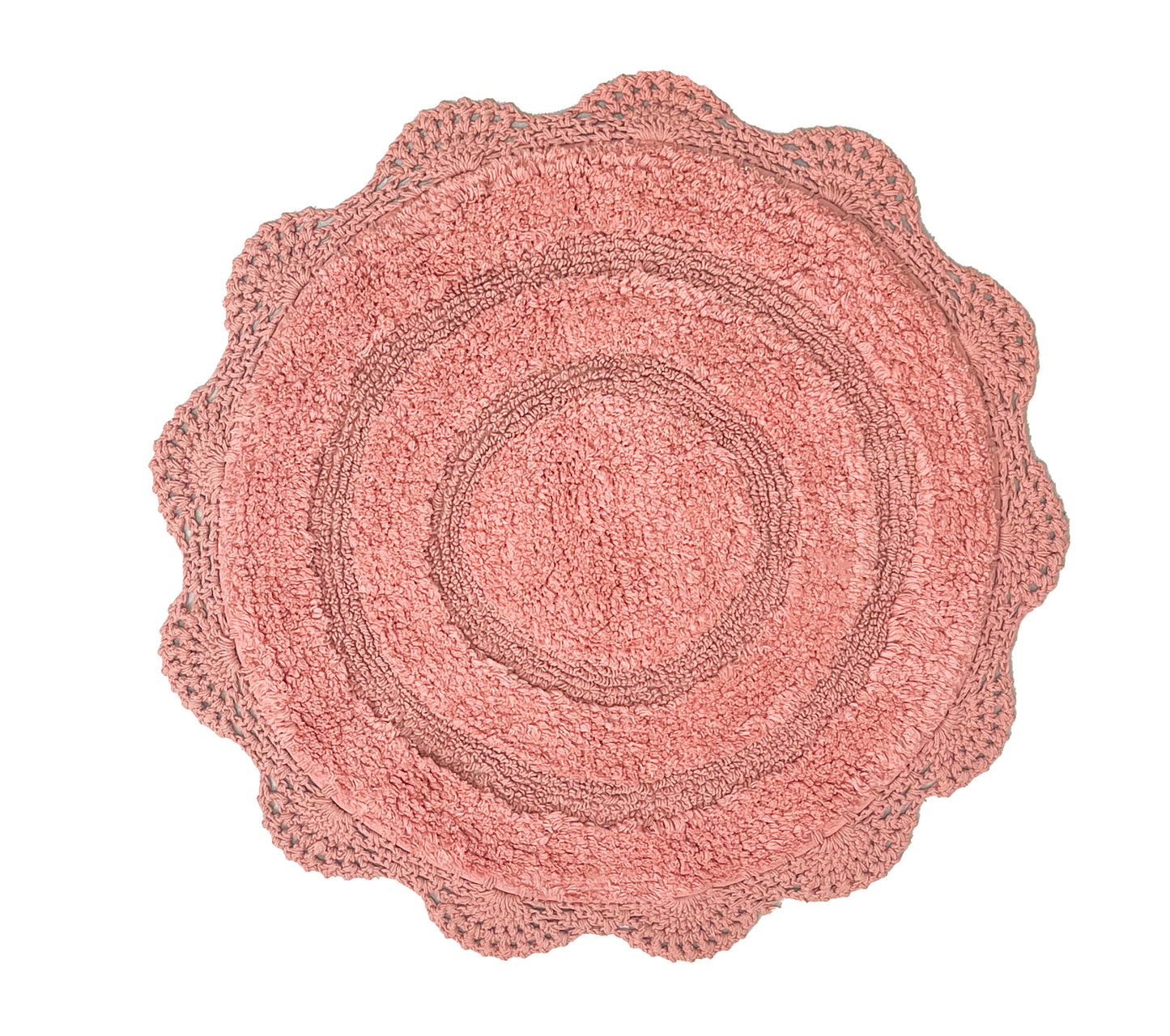 Crochet Round Bath Mat-Blush,24''
