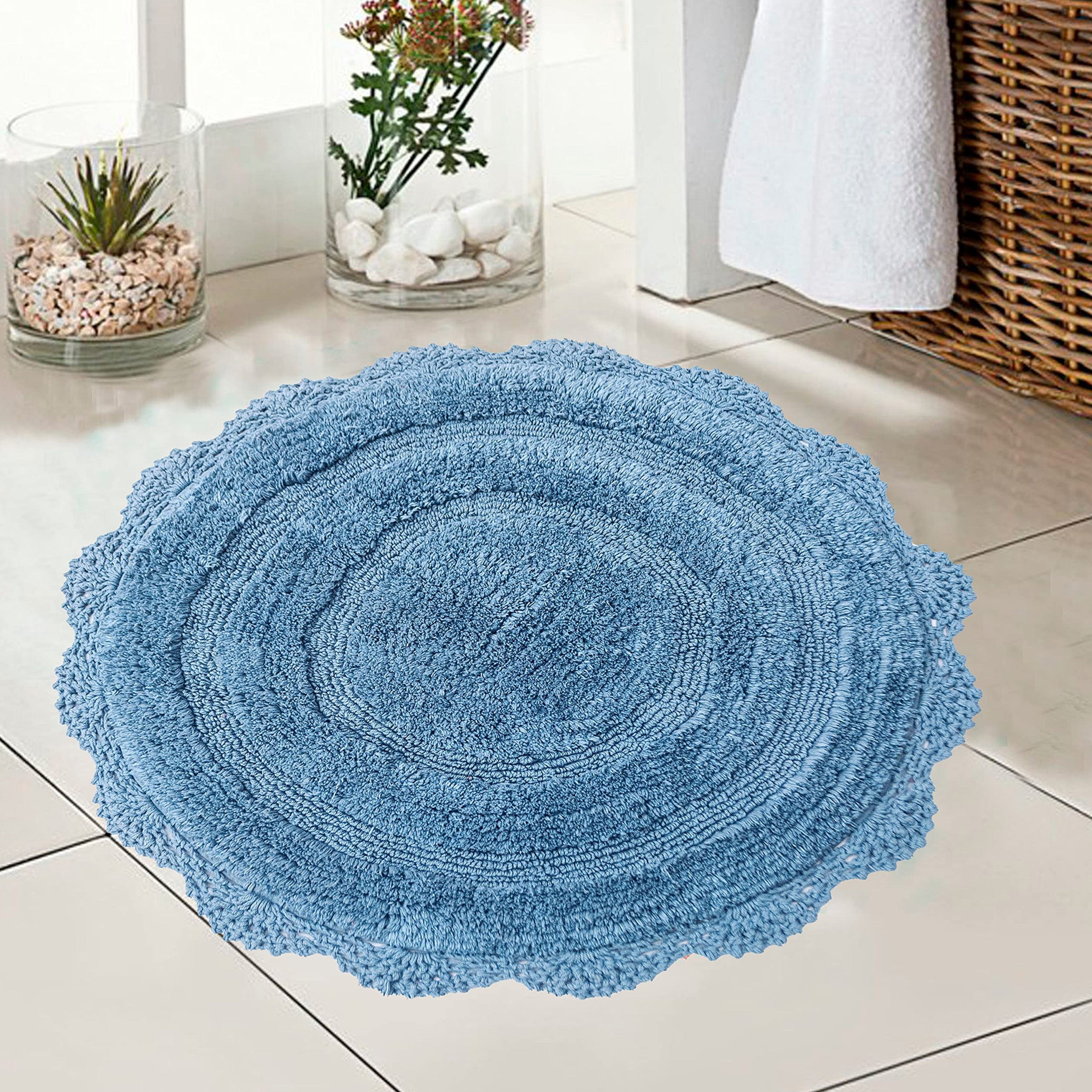 Crochet Round Bath MatProvencial Blue,24'' Chardin Home