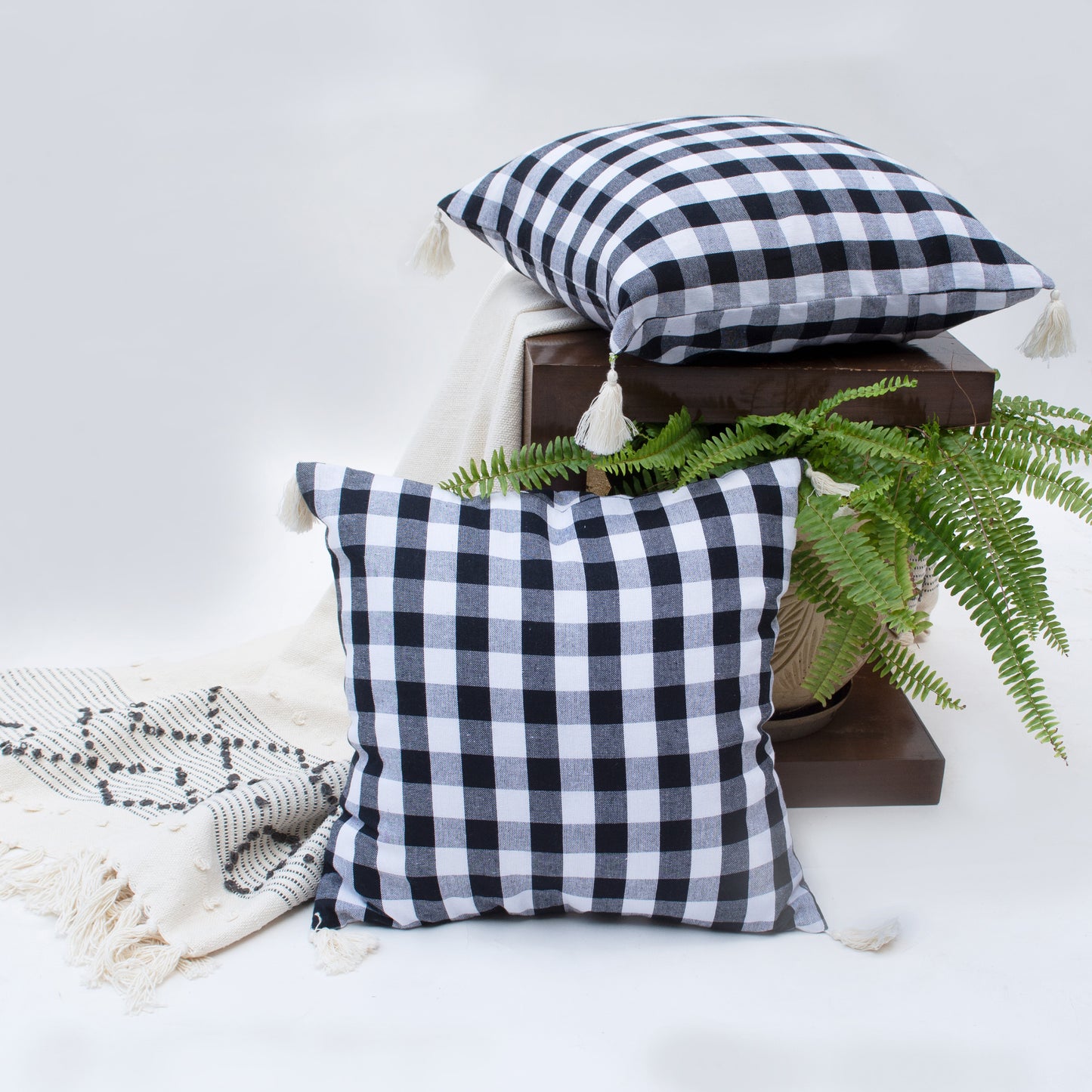 Check Pillow Cover Set Of 2 - Black/White, 18''x18''