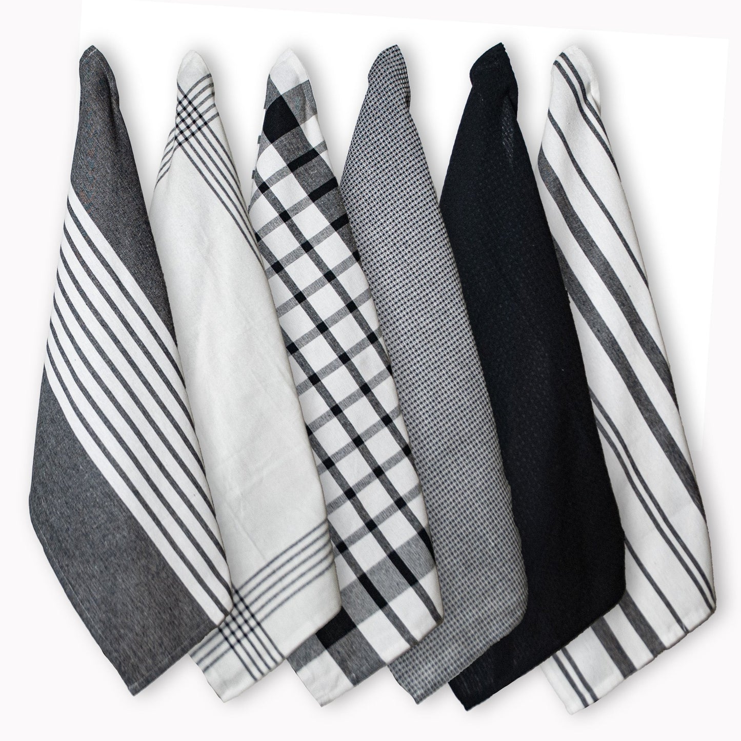ASTORIA KITCHEN TOWELS SET OF 6, 18''x28'', Black & White