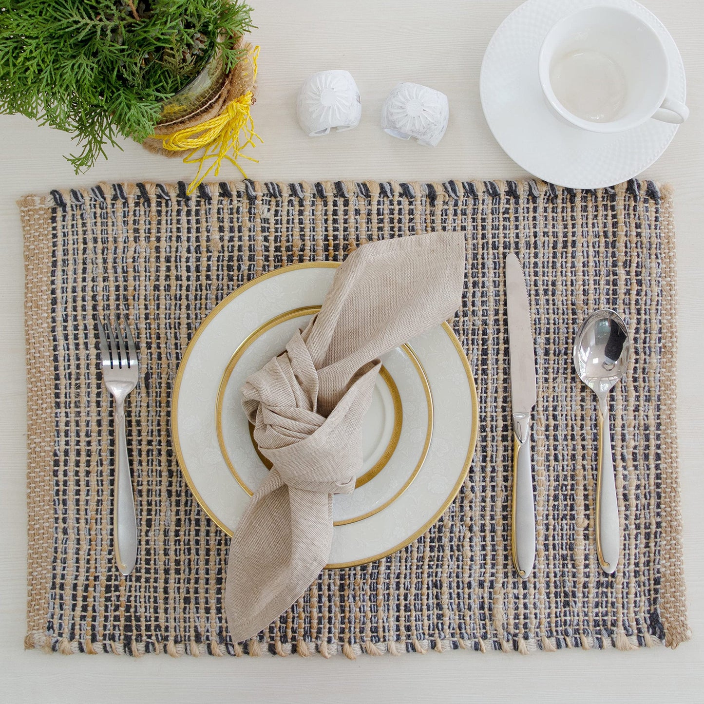 Ombre Placemats Set Of 4 - Natural/Gray, 13''x19''