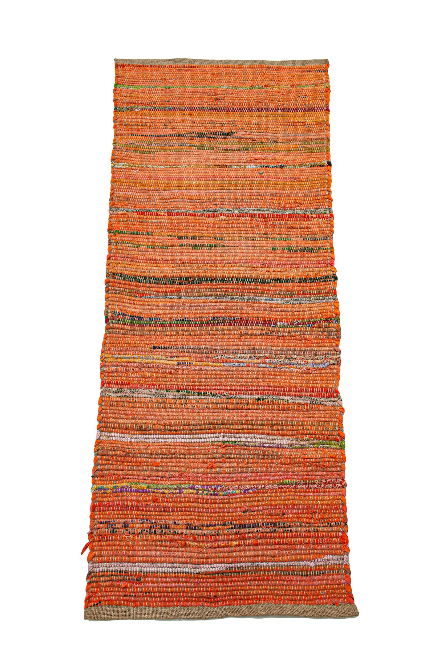 Orange Cotton Chindi W. Jute Runner - Orange/Jute, 2'x5'