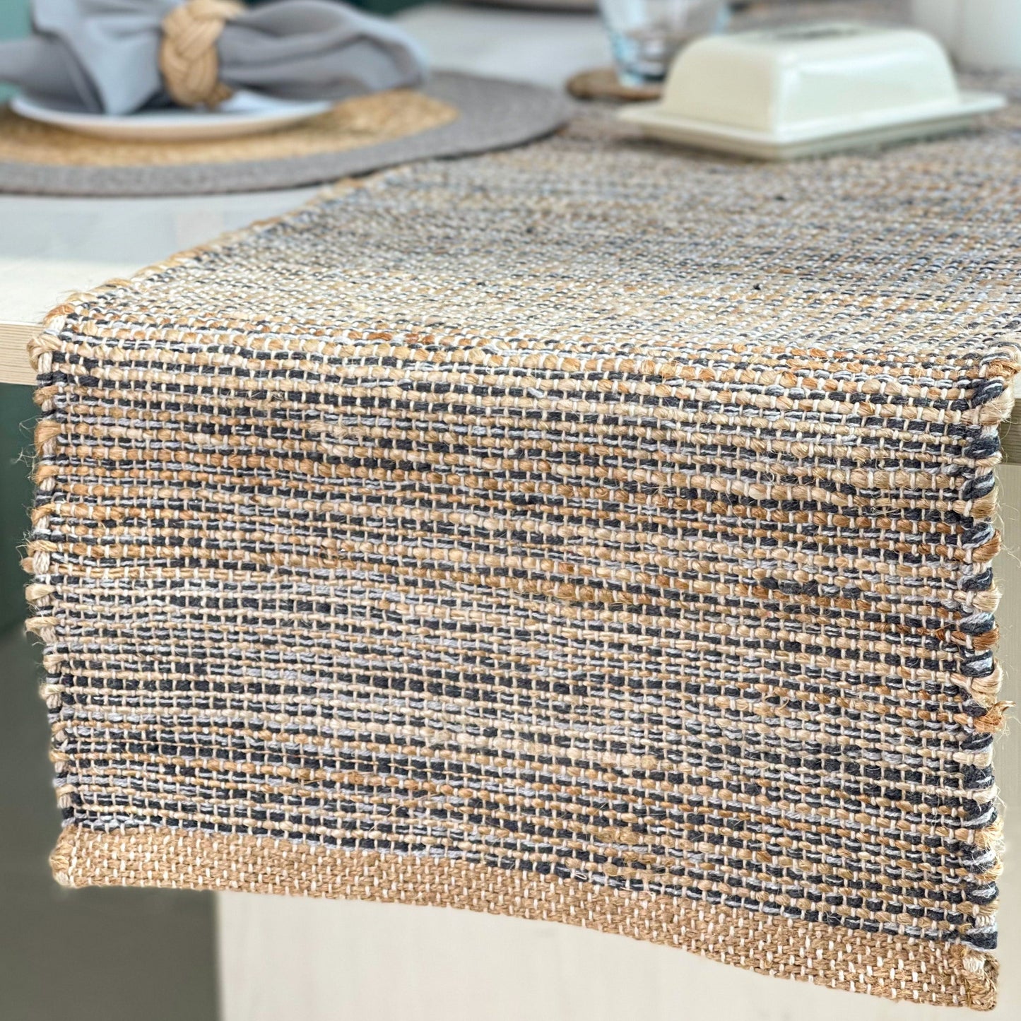 Ombre Table Runner - Natural/Gray, 13''x72''