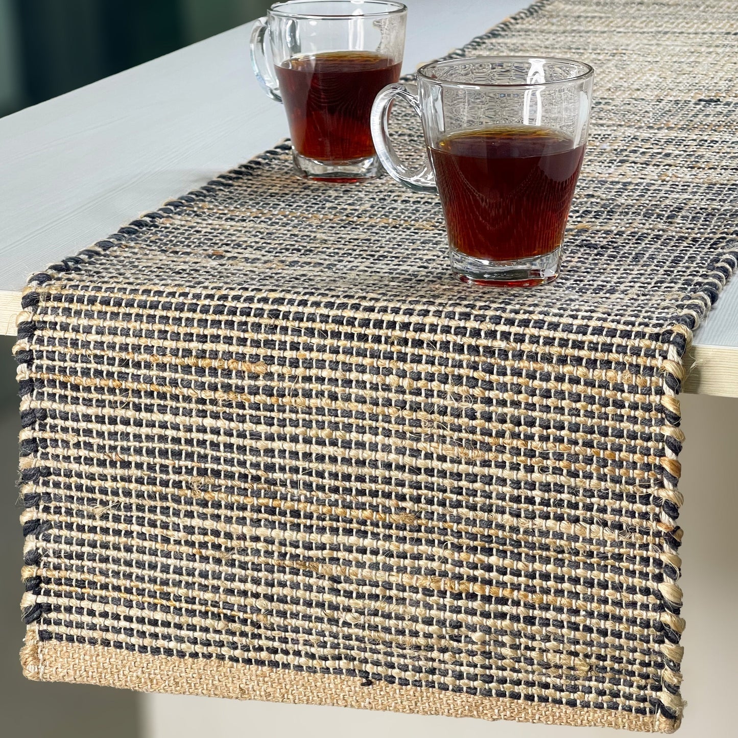 Ombre Table Runner - Natural/Gray Charcoal, 13''x72''
