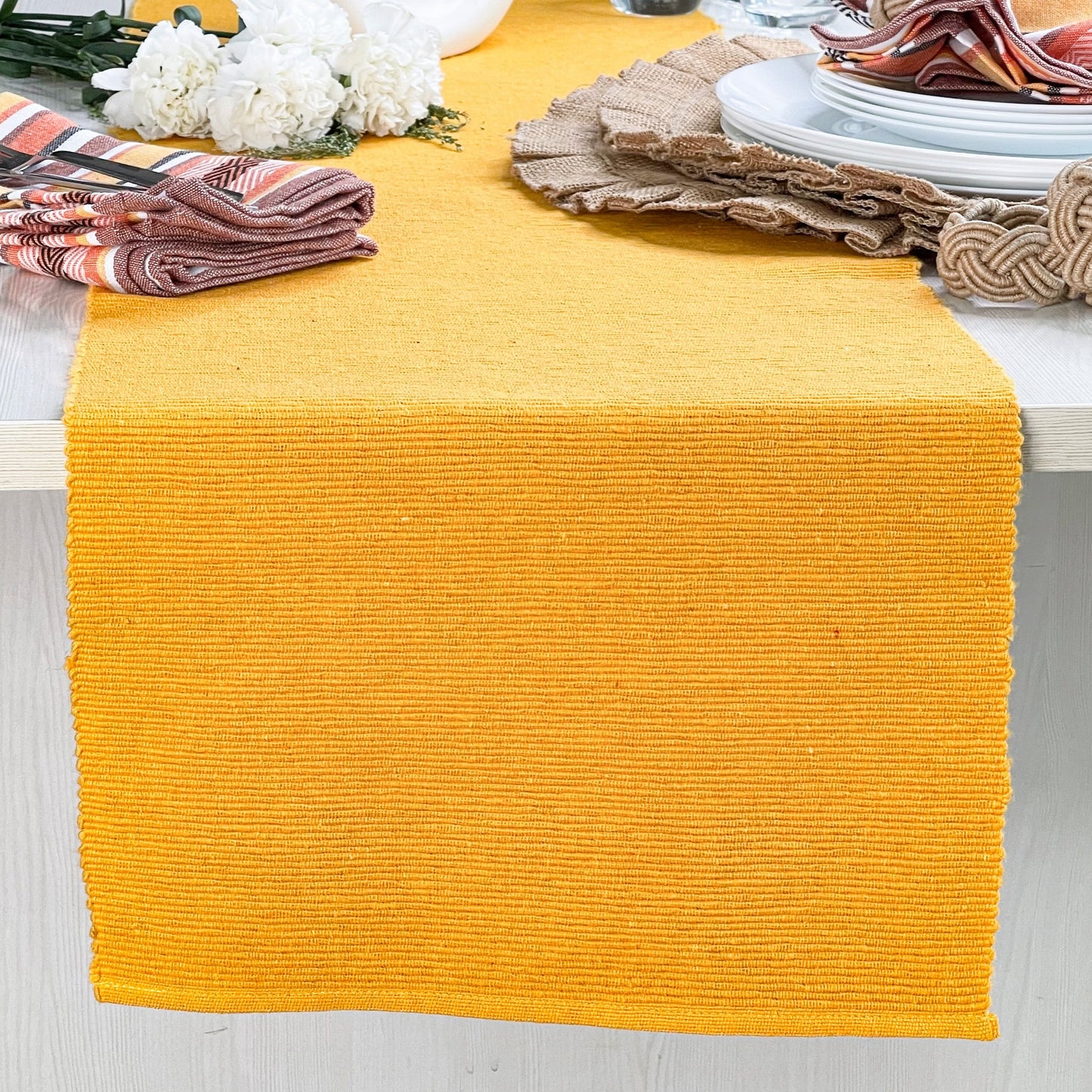 CLASSIC RIBBED TABLE RUNNER, 13''x72'', Mustard Yellow