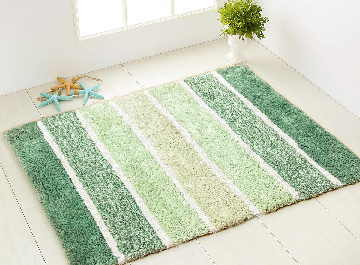 Cordural Stripe 2 Pc Bath Set-Sage Green Ombre,24''X40''/21''X34''