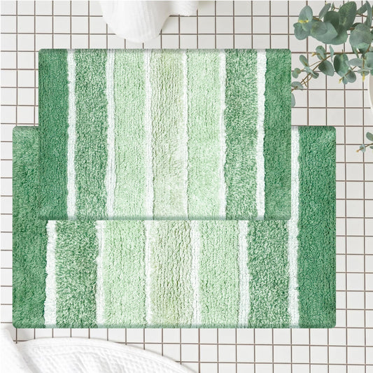 Cordural Stripe 2 Pc Bath Set-Sage Green Ombre,24''X40''/21''X34''