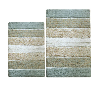 Cordural Stripe 2 Pc Bath Set-Grey Beige,24''X40''/21''X34''
