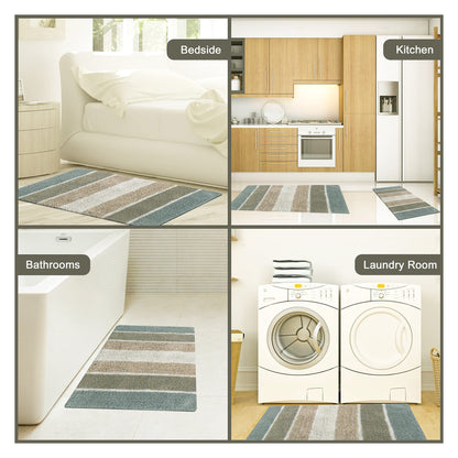 Cordural Stripe 2 Pc Bath Set-Grey Beige,24''X40''/21''X34''