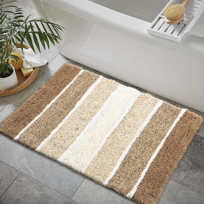 Cordural Stripe 2 Pc Bath Set-Mocha-White,21''X34''/17''X24''