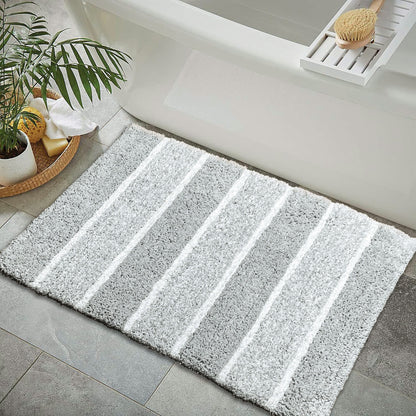 Cordural Stripe 2 Pc Bath Set-Grey-White,21''X34''/17''X24''
