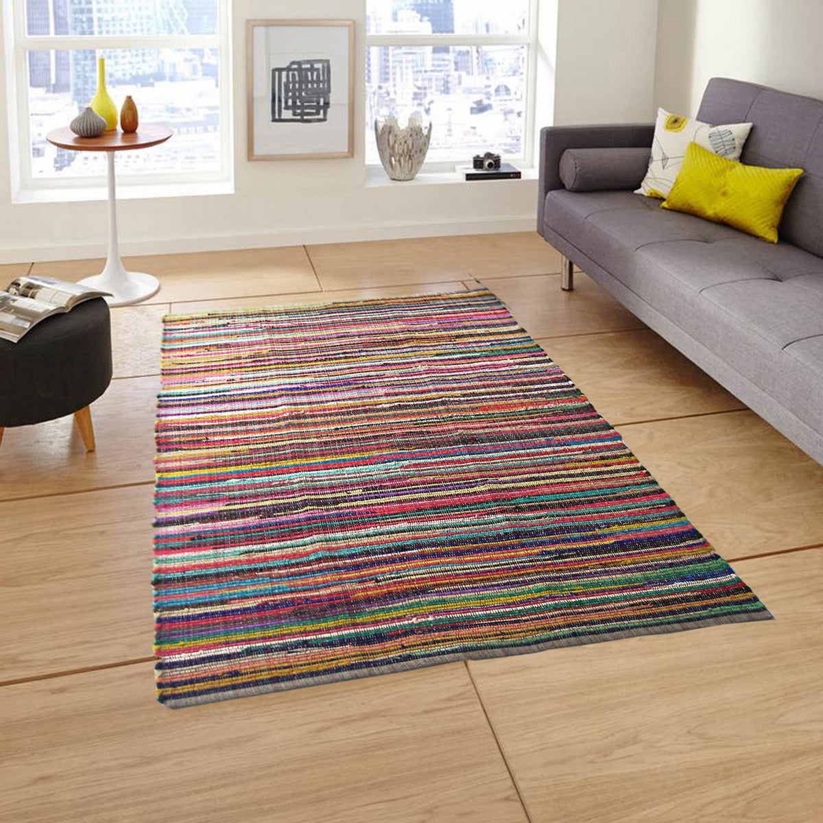 Rainbow Multi Chindi Rug - Multi, 5'x7'