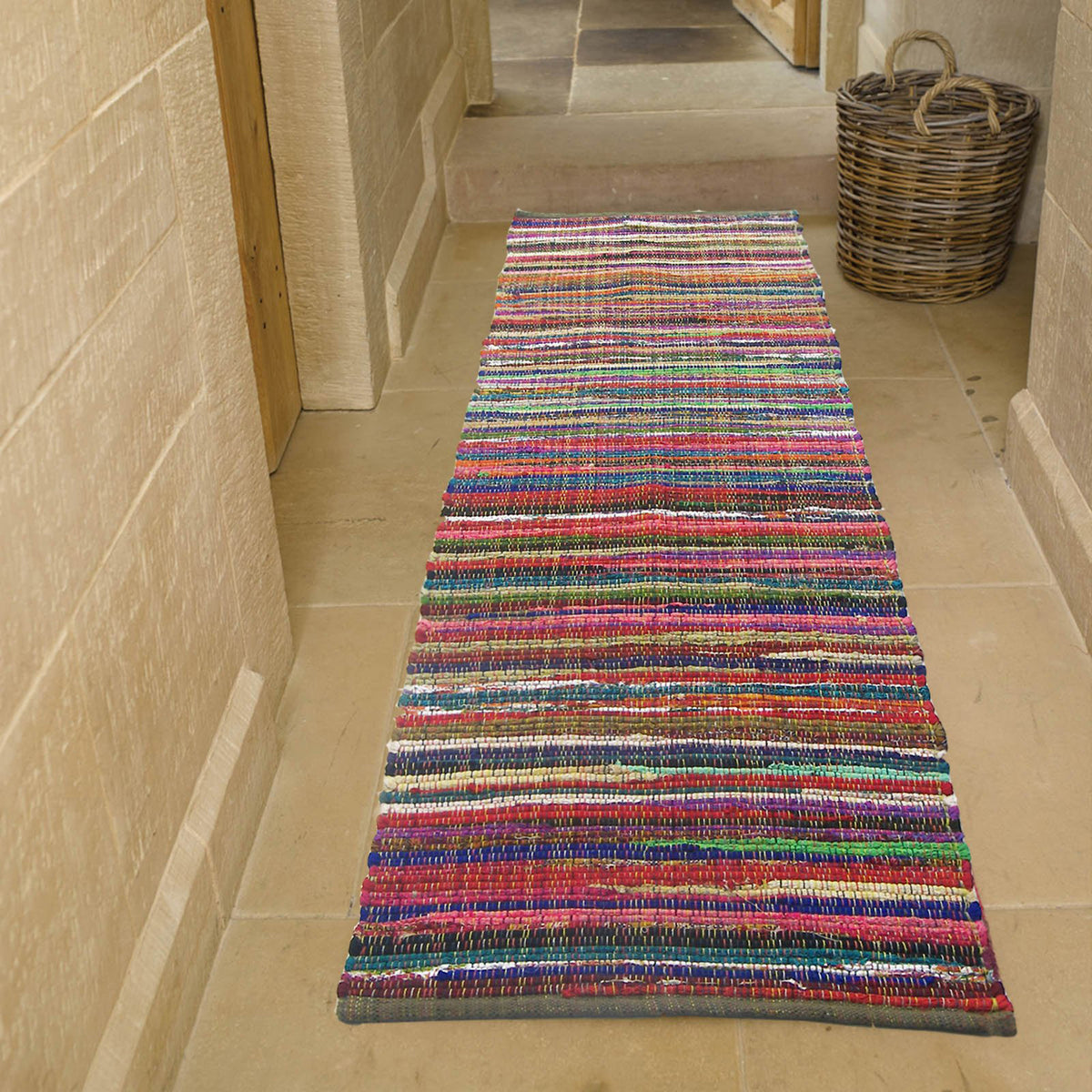 Rainbow Multi Chindi Runner - Multi, 2'x7'