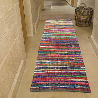 Rainbow Multi Chindi Runner - Multi, 2'x7'
