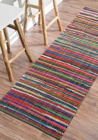 Rainbow Multi Chindi Runner - Multi, 2'x7'