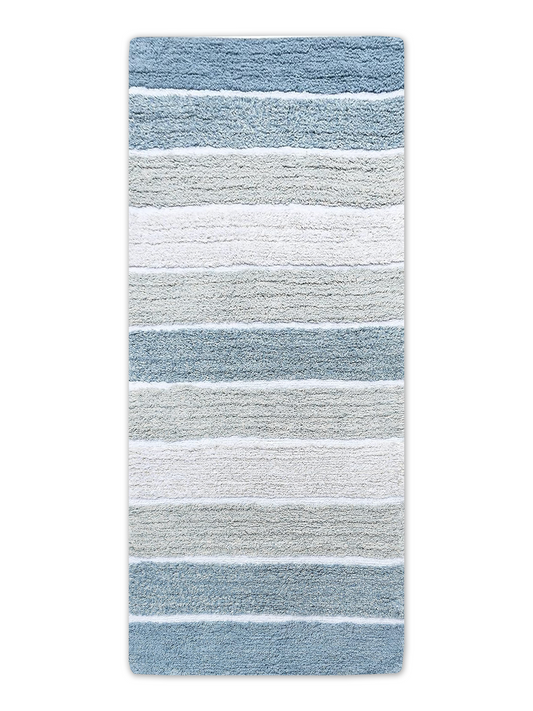 Cordural Stripe Bath Runner-Blue-White,24''X60''