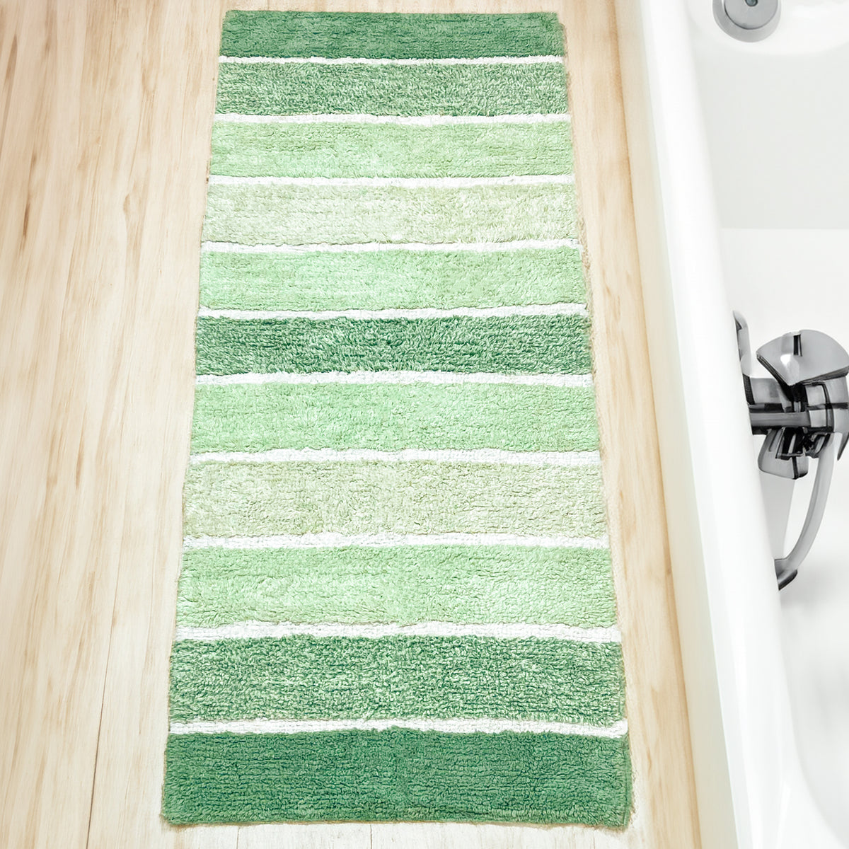 Cordural Stripe Bath Runner-Sage Green-White,24''X60''