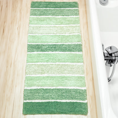 Cordural Stripe Bath Runner-Sage Green-White,24''X60''