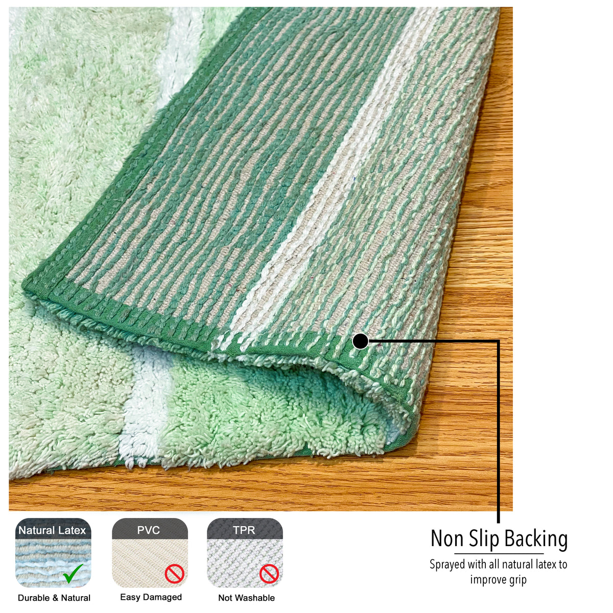 Cordural Stripe Bath Runner-Sage Green-White,24''X60''