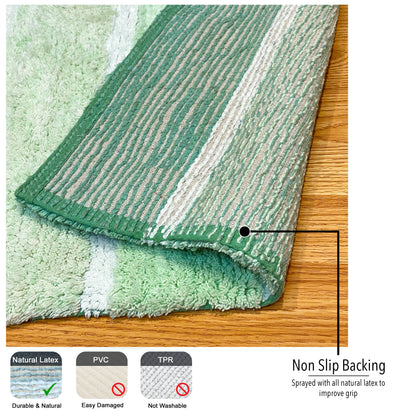 Cordural Stripe Bath Runner-Sage Green-White,24''X60''