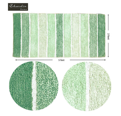 Cordural Stripe Bath Runner-Sage Green-White,24''X60''